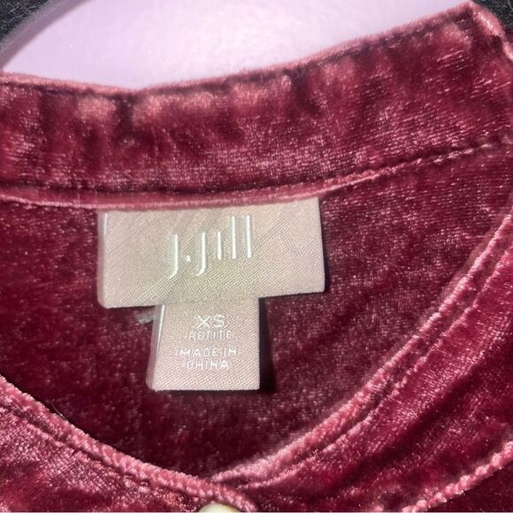 J Jill Size XSP Silk Velvet Tunic Top Long Sleeve Whimsical - Picture 4 of 8